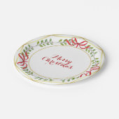 Elegante Aquarell Holiday Greenery Weihnachten Pappteller (Schrägansicht)