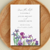 Elegante Aquarell Iris Blume Save The Date