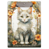 Elegante Aquarell Kitty Artistic Floral Clipboard Klemmbrett (Vorderseite)