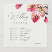 Elegante Aquarell-Korallenrote Blumenhochzeit Programm (Vorderseite)