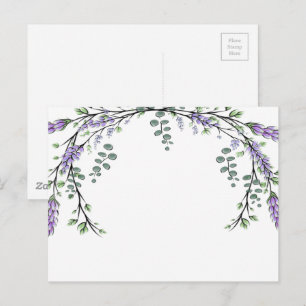 Elegante Aquarell-Lavendel und Eukalyptus Postkarte