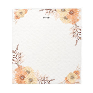 Elegante Aquarell-Orangenblumen Personalisiert  Notizblock