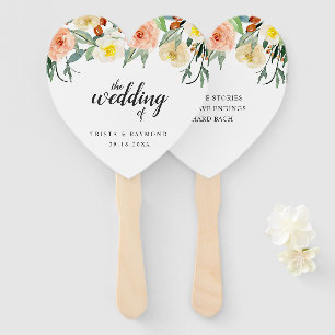 Elegante Aquarell-Pfirsich-Blumenhochzeit Fächer