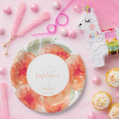 Elegante Aquarell-Pfirsich-Pfingstrosen-Taufe Pappteller (Party)
