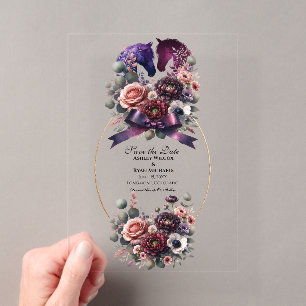 Elegante Aquarell-Reiterhochzeit Acryleinladungen