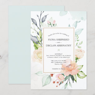Elegante Aquarell-Rosa-Blumen-Hochzeitseinladung Einladung