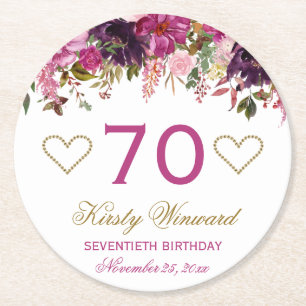 Elegante Aquarell-Rosa-Frühlingsblumen Geburtstag Runder Pappuntersetzer
