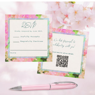 Elegante Aquarell-Rosa-Hortensien-Gartenhochzeit Begleitkarte