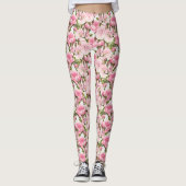 Elegante Aquarell-Rosa-Pfingstrosen-Blumenmuster Leggings (Vorderseite)