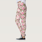 Elegante Aquarell-Rosa-Pfingstrosen-Blumenmuster Leggings (Links)