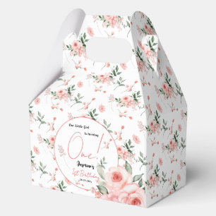 Elegante Aquarell-Rosa-Rose Mädchen 1. Geburtstag Geschenkschachtel