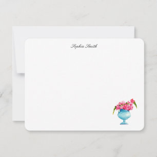 Elegante Aquarell-Rosa-Rosen Floral Flat  Dankeskarte