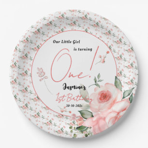 Elegante Aquarell-Rosa-Rosen-Geburtstagsfeier für  Pappteller