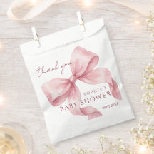 Elegante Aquarell-Rosafarbene Schleife Baby Shower