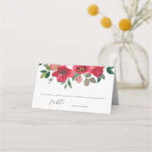 Elegante Aquarell-Rote-Rosen-Blumenhochzeit