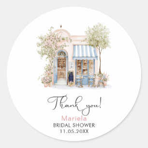 Elegante Aquarell Sie sagte Oui rosa Blumen Braut- Runder Aufkleber