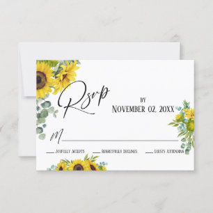 Elegante Aquarell-Sonnenblume & Eukalyptus-RSVP-Au RSVP Karte