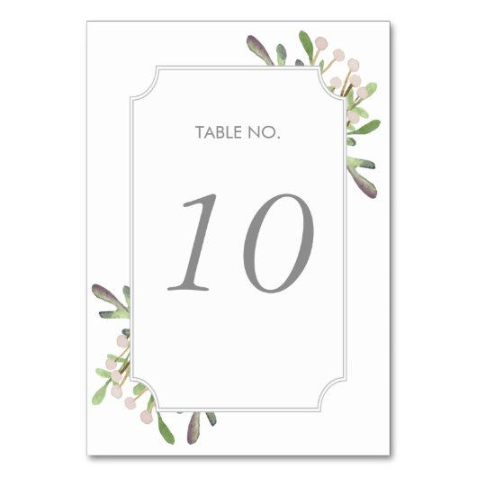 Elegante Aquarell-Tischnummer Tischnummer (Vorderseite)
