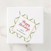 Elegante Aquarell Trellis Happy Holiday Square Geschenkanhänger (Beispiel)