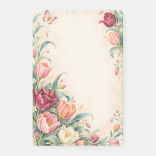 Elegante Aquarell-Tulpen-Garten-Blumen Post-it Klebezettel