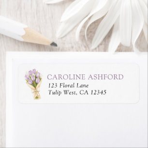 Elegante Aquarell-Tulpen Hochzeit-Rücksendeadresse