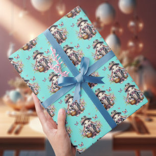 Elegante Aquarell-Victorian-Osterhase-Blumen Geschenkpapier