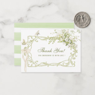Elegante Aquarell-Vintage-grüne Blumen-Braut-Schuh Mitteilungskarte