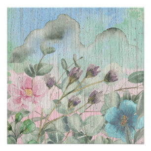 Elegante Aquarell-Vintage-Wildblumen Poster
