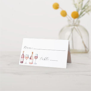 Elegante Aquarell-Weinflaschen Vino Platzkarte