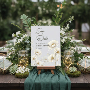 Elegante Aquarell Weiße Florale Hochzeit Save The Date