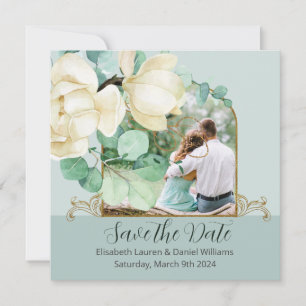 Elegante Aquarell Weiße Magnolie Save the Date