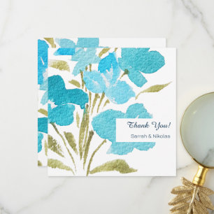 Elegante Aquarell-Wildblumen-Flach-Dankeskarten Dankeskarte