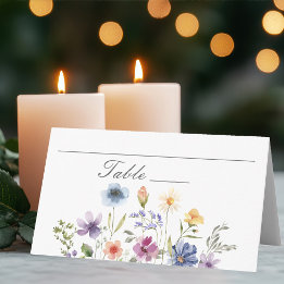 Elegante Aquarell-Wildblumen-Frühlingshochzeit Platzkarte