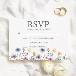 Elegante Aquarell-Wildblumen-Frühlingshochzeit RSVP Karte