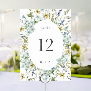 Elegante Aquarell-Wildblumen-Hochzeit  Tischnummer