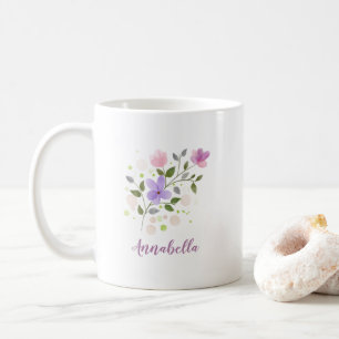 Elegante Aquarell-Wildblumen mit Namensgeschenk Kaffeetasse