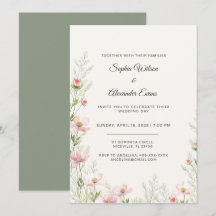 Elegante Aquarell-Wildblumen-Wiese-Hochzeit 