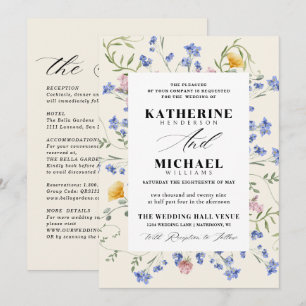 Elegante Aquarell-Wildblumen-Wiesen-Details RSVP Einladung