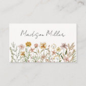 Elegante Aquarellbahn Wildblume Wiese Visitenkarte (Vorderseite)