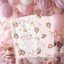 Elegante Aquarellbär Erdbeere biFlat Holiday Card