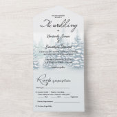 Elegante Aquarellbäume UAWG Winter Wedding All In One Einladung (Innen)