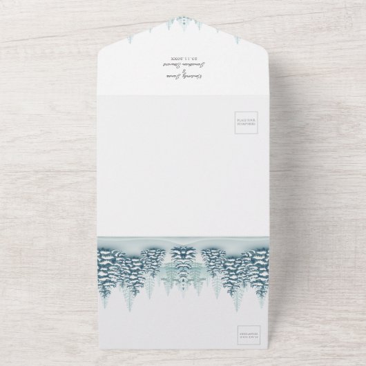 Elegante Aquarellbäume UAWG Winter Wedding All In One Einladung (Außenbereich)