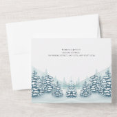 Elegante Aquarellbäume UAWG Winter Wedding All In One Einladung (Rückseite)