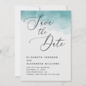 Elegante Aquarellblaue Hochzeit der nautischen Sch Save The Date (Vorderseite)