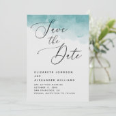 Elegante Aquarellblaue Hochzeit der nautischen Sch Save The Date (Stehend Vorderseite)
