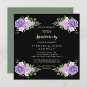 Elegante Aquarellblume 50. Hochzeitstag Einladung (Vorne/Hinten)