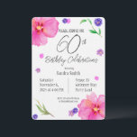 Elegante Aquarellblume 60. Geburtstagsfeier Einlad Einladung<br><div class="desc">Feiern Sie einen Meilenstein mit dieser eleganten Aquarellblume aus dem 60. Jubiläum, die mit einem hübschen handbemalten Blumendesign auf einem Aquarellpapier strukturiert Hintergrund für eine einzigartige, künstlerische Touch bietet. Diese Einladung eignet sich perfekt für eine stilvolle und unvergessliche Feier und bietet einen vollständig bearbeitbaren Text, damit Sie alle Details einfach...</div>