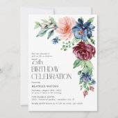 Elegante Aquarellblume 75. Überraschung Geburtstag Einladung (Vorderseite)