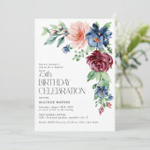 Elegante Aquarellblume 75. Überraschung Geburtstag Einladung (Stehend Vorderseite)