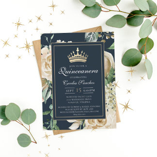 Elegante Aquarellblume Einladung Quinceanera